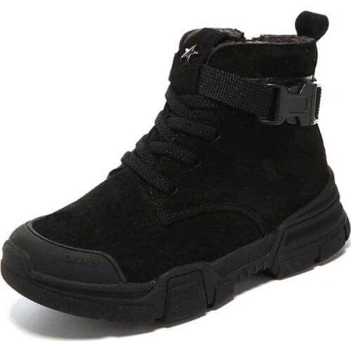 Childrens Martin boots boys 2020 autumn and winter girls cotton shoes warm leather snow boots thickened middle and old children
