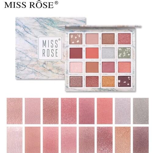 MISS ROSE 16 color eyeshadow disc pearlescent matte glitter waterproof long-lasting nude makeup glitter eyeshadow disc cosmetics