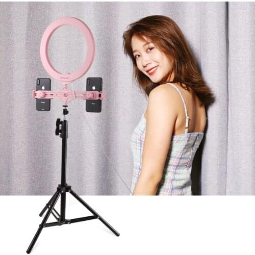 PULUZ Live Broadcast Dual Phone Brackets Horizontal Holder for iPhone, Galaxy, Huawei, Xiaomi, Sony and Other Smart Phones