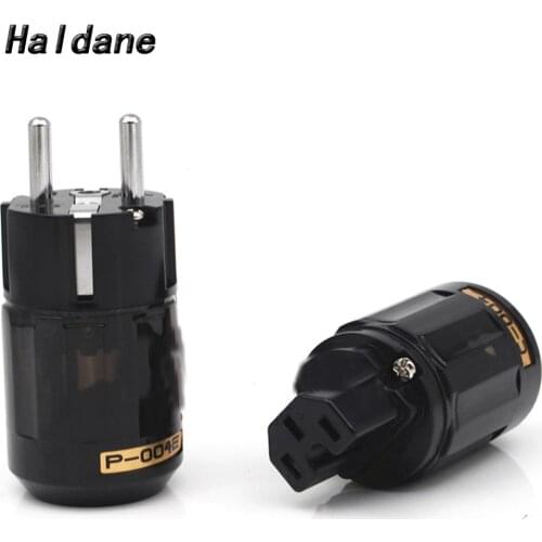 Haldane pair HIFI Rhodium Plated P-004E Schuko EU EUR Power Plug Adapter C-004 IEC Connector for AC Power Cord Audio Connector
