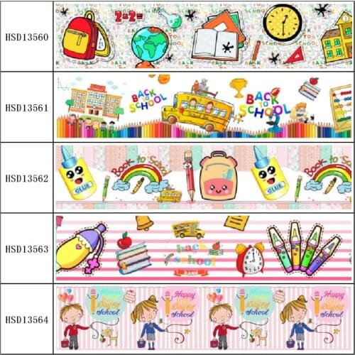 HSDCraft Free shipping 25MM 38MM 75MM Heat Transfer Printed Grosgrain ribbon for diy hair bow