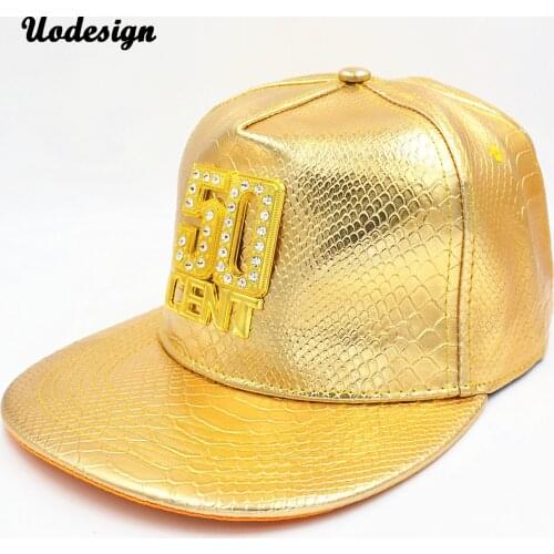 Hip-hop Cap Flat Hat Luxury 50Cent Caps PU Leather hip hop DJ rap hats men women gift