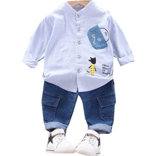 Children Cotton Spring Autumn Clothes Baby Boys Printed Jacket Pants 2Pcs/sets Infant Out Kids Fashion Toddler Casual Tracksuits