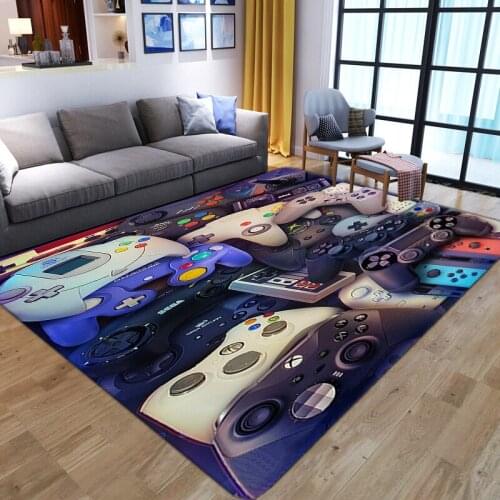 Cartoon Child Gamer Area Rugs 3D Game Controller Printed Carpets for Living Room Bedroom Anti-Slip Floor Mat Kid Play Big Carpet