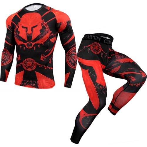 Men Running Sport Suits Compression T shirt Pants Jogging Tracksuit Sets Male Gym Fitness Training Quick dry Tees Tops Leggings