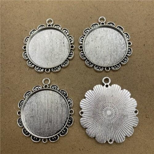 2Pcs 25mm Alloy Cabochon Settings Glass Cabochon Metal Cameo Base Setting For Jewelry Making Pendant Bracelet Accessory YXT031