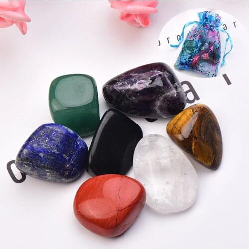 Natural Seven Chakra Stone 7Colors Set Yoga Chakra Irregular Reiki Healing Crystals Stone Polished Individual Stones Comfortable