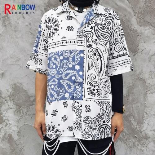 Rainbowtouches Summer Shirts Men Hip Hop High Street Casual Tops Printing Loose Fashion Shirts Unisex Comfortable