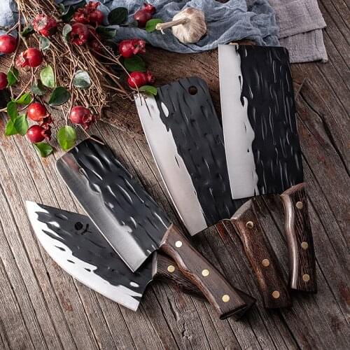 Stainless Steel Carbon Steel Butcher Knife Hand-forged Kitchen Knife Chop Bone Cut Vegetable Slicing Knife