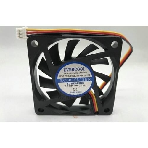 Original ec6010l12er DC12V 0.14a 60 * 60 * 10mm 3-wire silent cooling fan