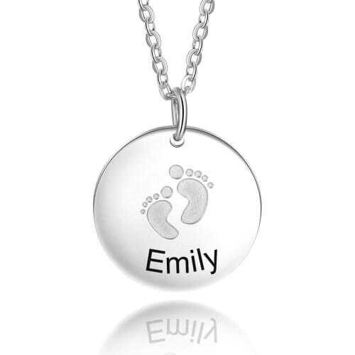 Personalized Necklace Baby Feet Pendant Engraved Name Anniversary Necklace Fashion Cute Jewelry Gift for Women(NE104367)