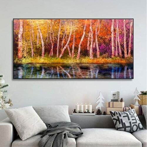 Landscape Colorful Autumn Trees Forest Canvas Printing Modern Wall Art Poster Print Pictures for Living Room Home Decoration