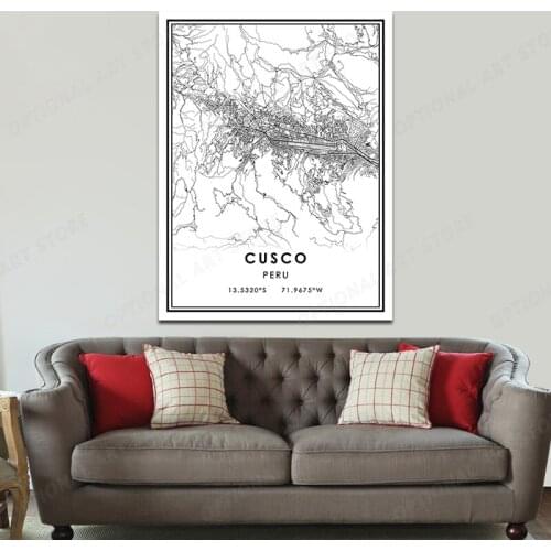 Poster Decoration Canvas Painting Home Wall Art CUSCO Maps City Posters And Prints Wall