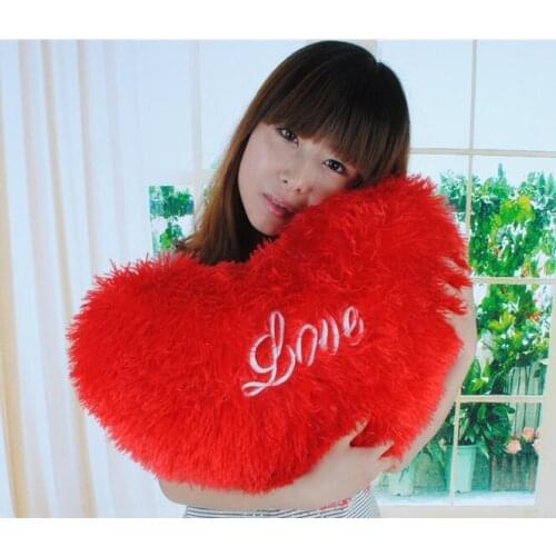 About 45 cm " love " throw pillow red heart plush toy birthday gift t8745