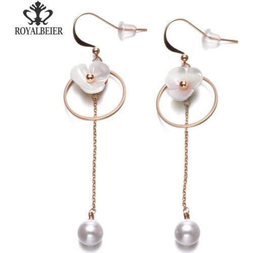Женские золотые серьги ROYALBEIER China At AliExpress