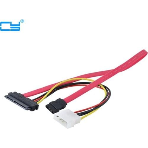 SATA 22pin 7+15pin Female to SATA Female Cable w/ Molex IDE 4Pin Power 30cm