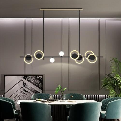 Modern Simple kitchen Decor Lighting Nordic LED Black Chandelier Dining room Island Hanging Lights Bar counter Fixtures 220-240V