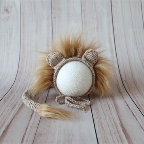 Newborn Knit cotton hat Handmade lion boy gril bonnet Newborn photography baby soft hat prop