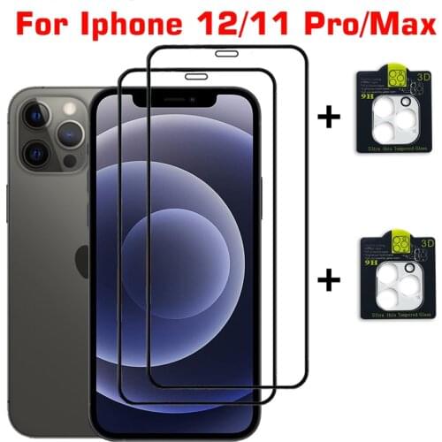ZH4 in 1 Lens+Screen Protector Film For iphone 12 Pro Max 9H Front Cristal Templado For iphone12 11 Pro12 Mini Protective Glass