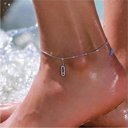 Womens fashion micro pave set cubic zirconia anklets for women