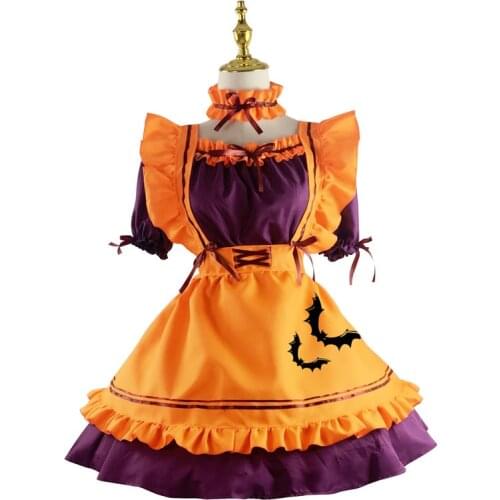 Halloween Lolita Cosplay Maid Restaurant Maid Anime Women Costume Embroidery Halloween Party Dress Costume