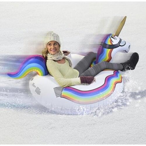 Unicorn Winter Snow Tube Sled Inflatable Sled for Kids and Adults