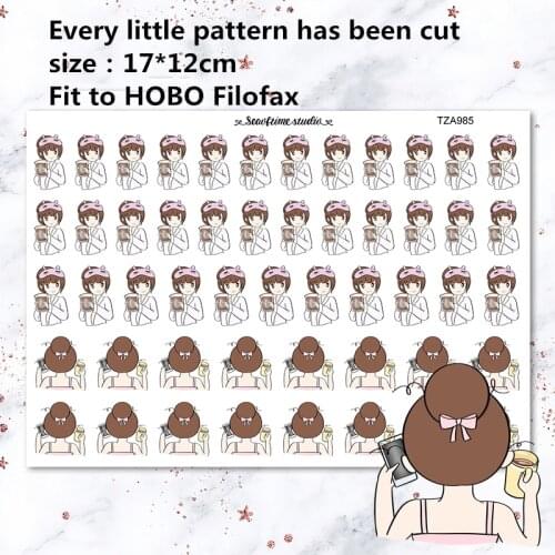 1pc Lisa drinks coffee character sticker Decorative Stationery Sticker DIY Stickers School office supplies