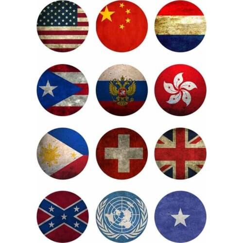 10mm 14mm 16mm 12mm 20mm 25mm 379 12pcs/lot Flag Mix Round Glass Cabochons Jewelry Findings 18mm Snap Button Charm Bracelet