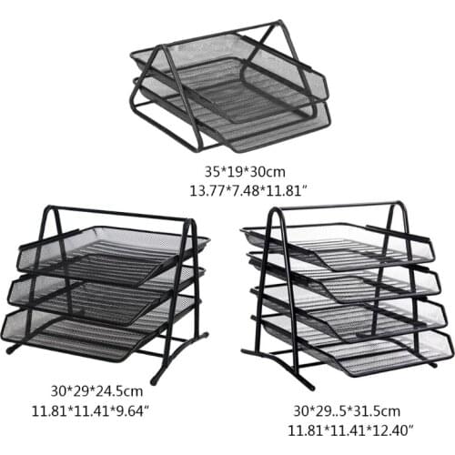 2/3/4 Tier Metal Mesh Document Rack File Letter Book Tray Shelf Carrier Storage Holder Home Office Desk Organizer