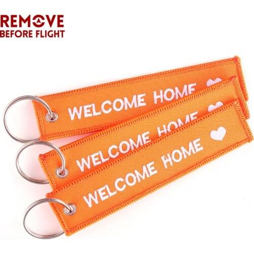 3PCS Fashion Key Chain Embroidery Welcome Home Key Ring Car Motorcycle Keychain Safety Tag Holder llavero Aviation Gift chaveiro