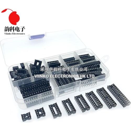 66PCS/Lot DIP IC Sockets Adaptor Solder Type Socket Kit 6,8,14,16,18,20,24,28 pins New