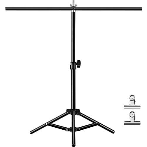67cm T-Shape Photo Studio Background Support Stand Backdrop Crossbar Bracket with Clips, No Backdrop