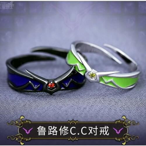 Anime Rings Code Geass Lelouch Lamperouge C.C. 925 Sterling Silver Finger Ring Adjustable Couple Cosplay Take Photo Props Gift