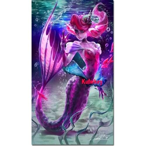 Large DIY Diamond Embroidery Angry mermaid Diamond Painting Full Square Round drill Sea Girl Picture Of Rhinestones Dream Art