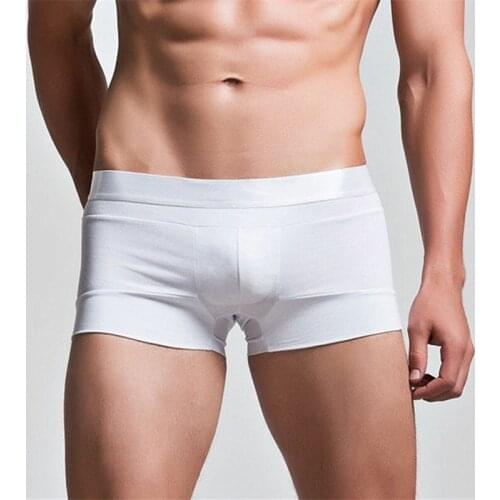 Superbody Brand Basic Style Mens Underwear Cotton Boxers Solid Stitching U Convex Design Sexy Low Waist Men Boxer Shorts