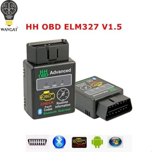 WAVGAT Chip 25K80 Version 1.5 ELM327 HH OBD Advanced OBDII OBD2 bluetooth adapter Mini ELM 327 Auto CAN Wireless Adapter Scanner