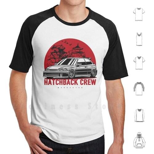 Hatchback Crew. Civic Ek T Shirt 6xl Cotton Cool Tee Cars Automotive Automobile Stance Sportcar Japan Drift Legend Supercar