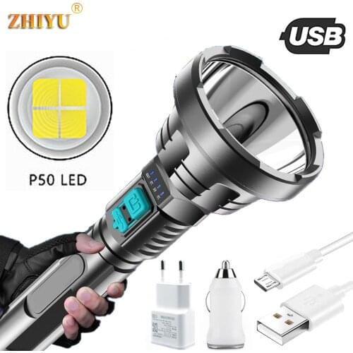 New XHP50 Wick Strong Light Flashlight USB Rechargeable Tactical Hunting Flashlight Built-in Battery Light LED Flashlight