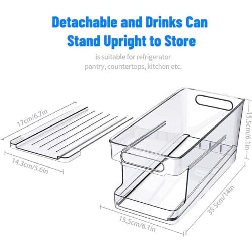 YYSD Refrigerator Organizer Bins Can Dispenser Clear Plastic Canned Drink Holder Storage for fridge Kitchen Cabinets