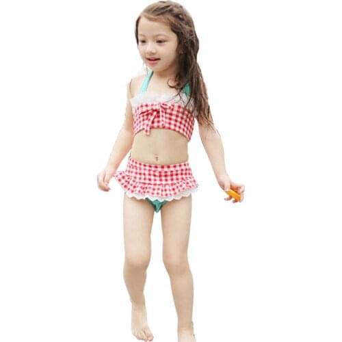 Summer Baby Girls Swimsuits Floral Two Piece Swimwear For Girl Bikini Set Children Swimming Suit Kids 2
