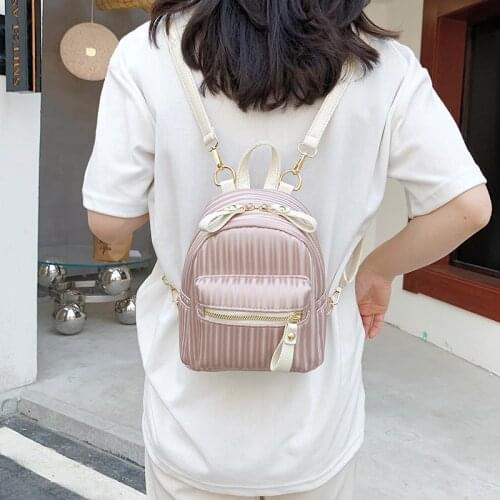 Mini Backpack Women PU Leather Shoulder Bags New Summer Fashion Cute Female Bagpack Portable Stripe Ladies Crossbody Bags