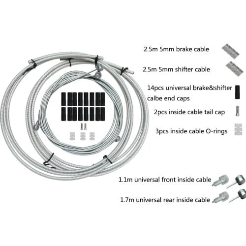 2.5m MTB/Road Bicycle Bike Derailleur Brake Cable Set Kit Hose/brake Transmission Shifter Wire Line wire hose housing inner cap