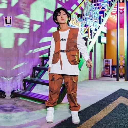 New Hip-Hop Dance Clothes Boys Loose Vest Tops Hiphop Pants Children Performance Outfit Kids Stage Clothing Street Wear BL3362