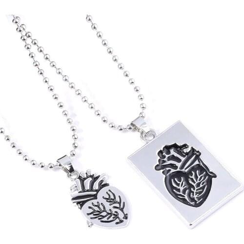 Heart Organ Couple Necklace for Love Women Men Lovers Stainless Steel Pendant Necklace Charm Jewelry Best Gifts Party