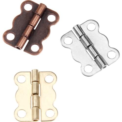 100pcs Butterfly Hinges 4 holes w/screws Silver/Red Copper/Gold 16*12mm Decor Cabinet Wood Jewelry Box Wine Case Vintage Retro