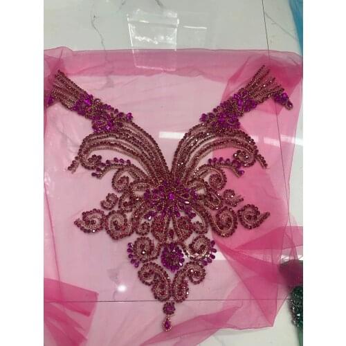 Fully Handmade Beaded Fringe necklace handmade lace tassels trim beaded feather lace appliques for wedding dresses SGTM55