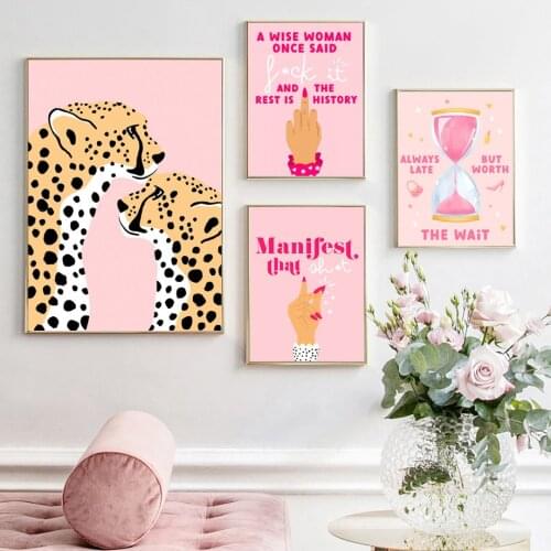 Pop Woman Lightning Leopard Bathroom Fashion Wall Art Canvas Painting Nordic Poster And Prints Wall Pictures Living Room Decor