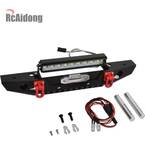 RC Metal Front Bumper & LED Light for Traxxas TRX-4 TRX4 Axial Scx10 Scx10 II 90046 90047 1/10 RC Crawler Car