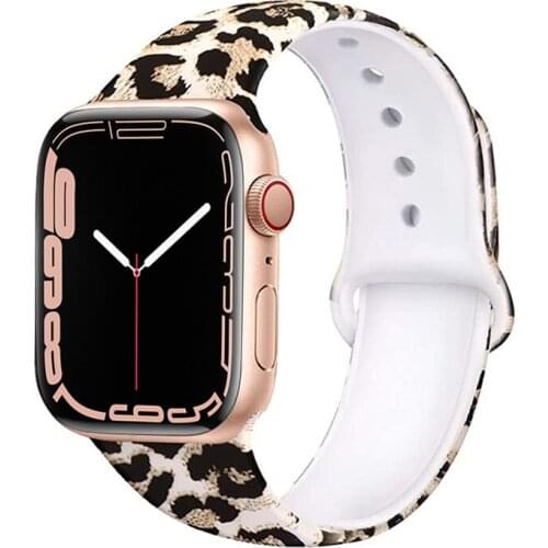 Leopard printing silicone strap for Apple watch band 44mm 40mm 42mm 38mm bracelet belt for Awatch series SE 6 5 4 3 accessories