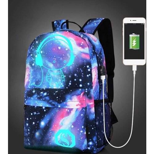 2019 Students Backpacks Star Women Canvas Backpack with USB Charging Anti-Theft Lock Backpack Girls School Backbag